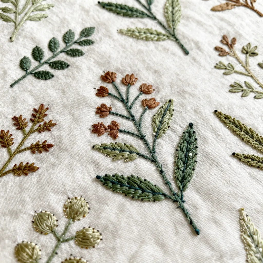 Natural light illuminating detailed embroidery work in progress
